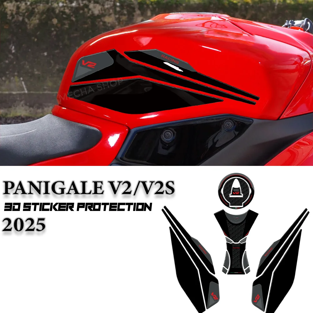 

For Panigale V2S V2 Tank Pad Sticker Motorcycle Accessories Protective Cover Gas Cover Parts 3D Epoxy Decal 2025