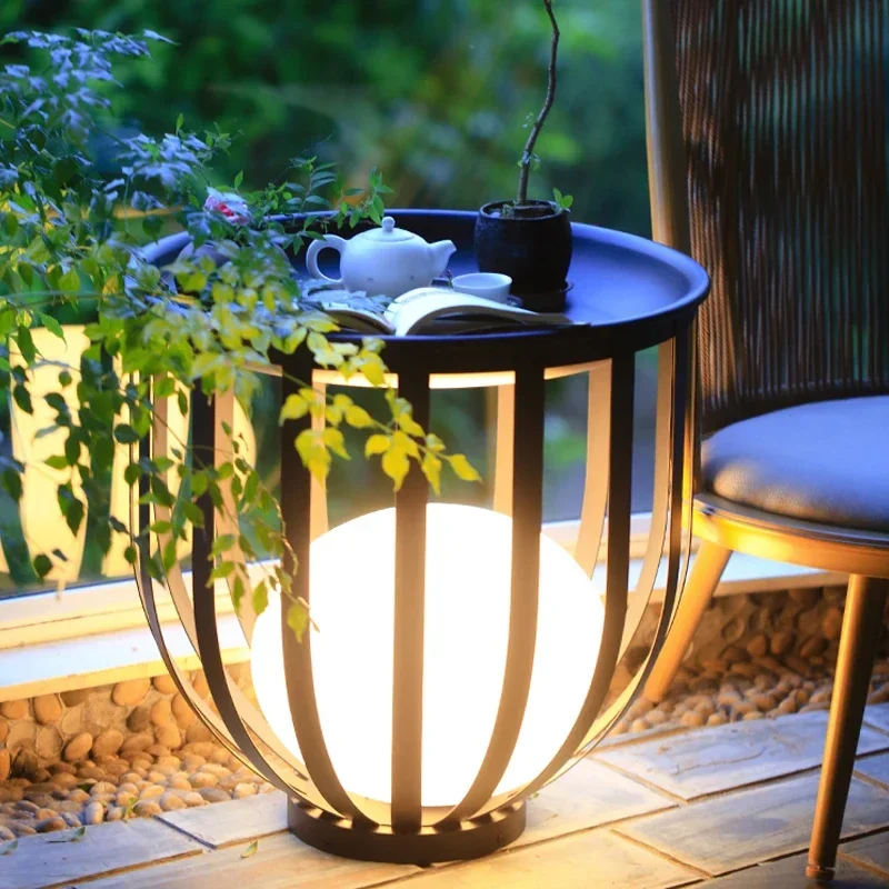 Modern Senior Outdoor Net Red Villa Lawn Light Courtyard Solar Tea Table Light Balcony Garden Corridor Flower Shelf Light Dew