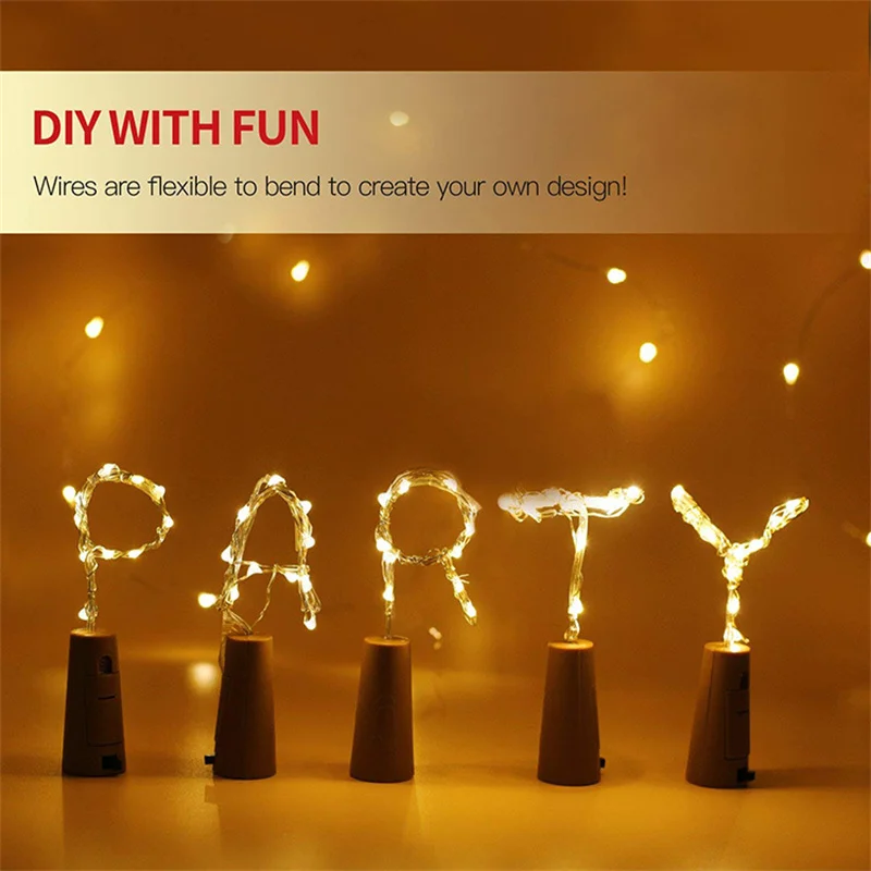 Bar LED Wine Bottle Cork 2M String Lights Christmas Decoration Led Lamp Bottle Fairy Lights Holiday Copper Wire Lights String