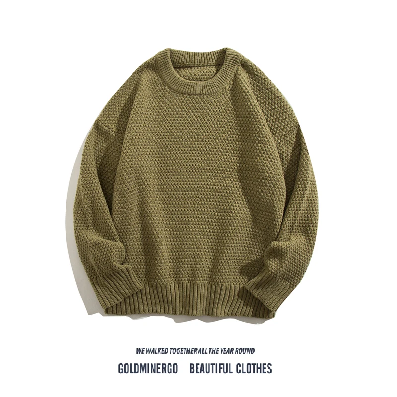 

Retro Japanese Sle round Ne Sweater Men's Trendy Loose Haome High Street Hip Hop Casual Versatile Knitted Outerwear