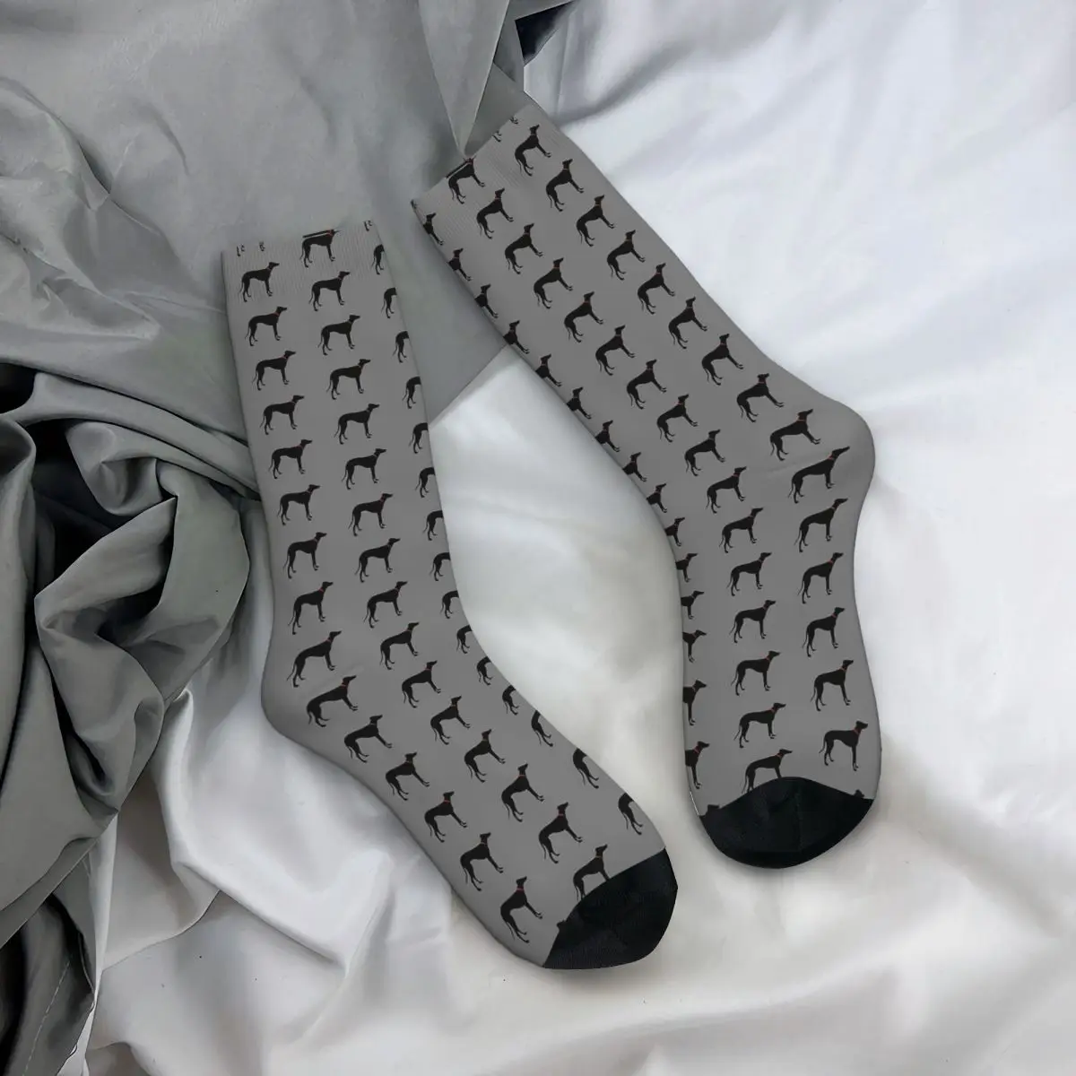 Calcetines largos con cuello para hombre y mujer, medias de alta calidad con silueta negra, estilo Harajuku, para todas las estaciones, regalo de cumpleaños Unisex