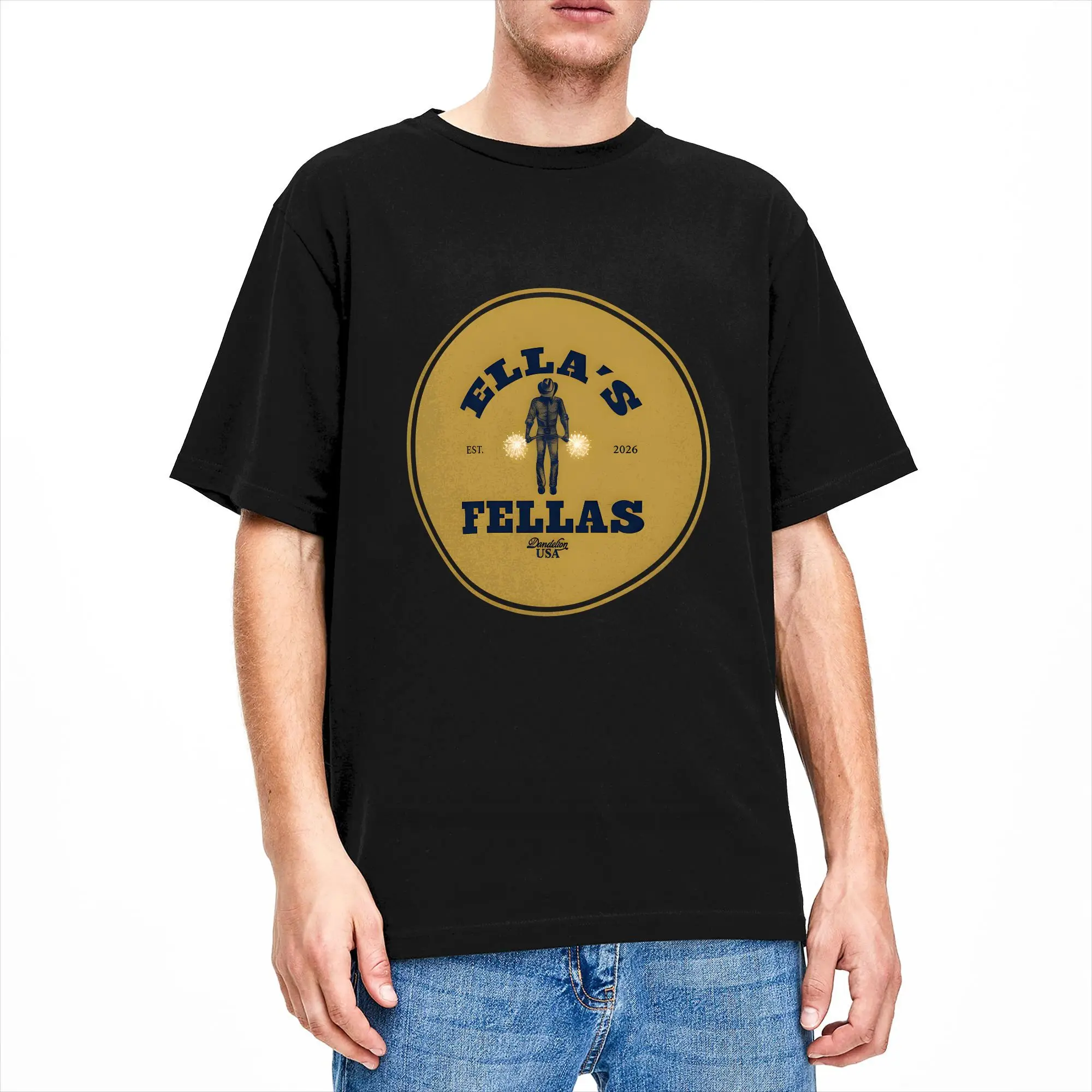 Ella Fellas Club T-Shirt  Harajuku T-Shirts Short-Sleeve Vintage Tshirt Summer 100% Cotton Plus Size Tees