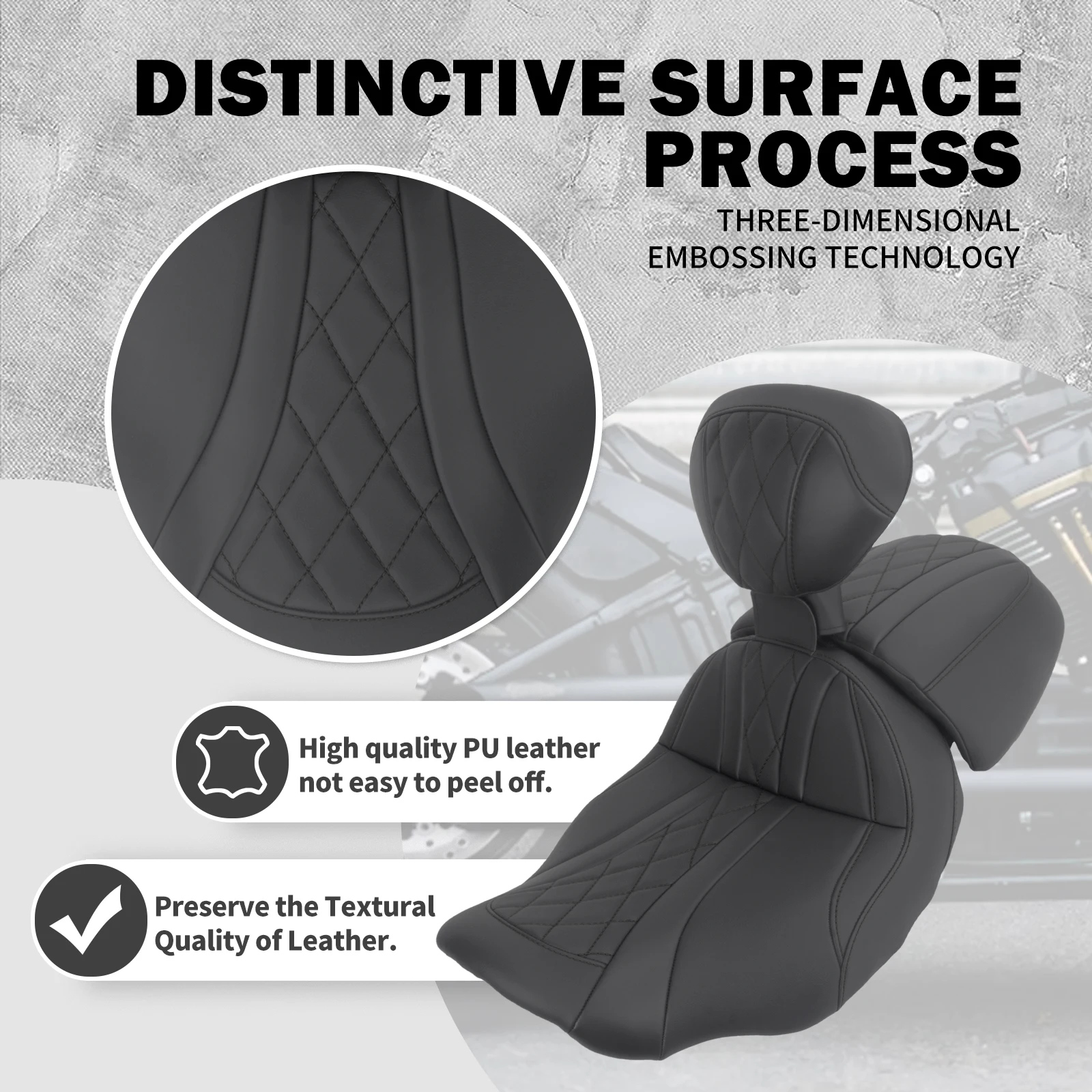 Motorcycle Front Rear Driver Passenger Seat Cushion Two Up Seat With Backrest For Harley Touring 2023.5-2025 Electra Road Glide