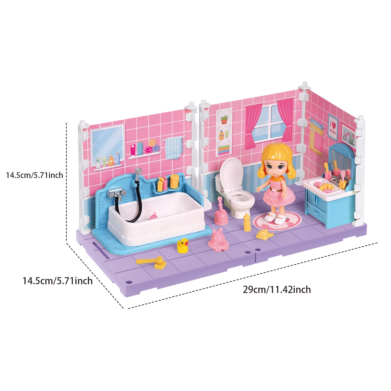 Children's mini simulation bedroom and bathroom furniture, role-playing toys and gift sets