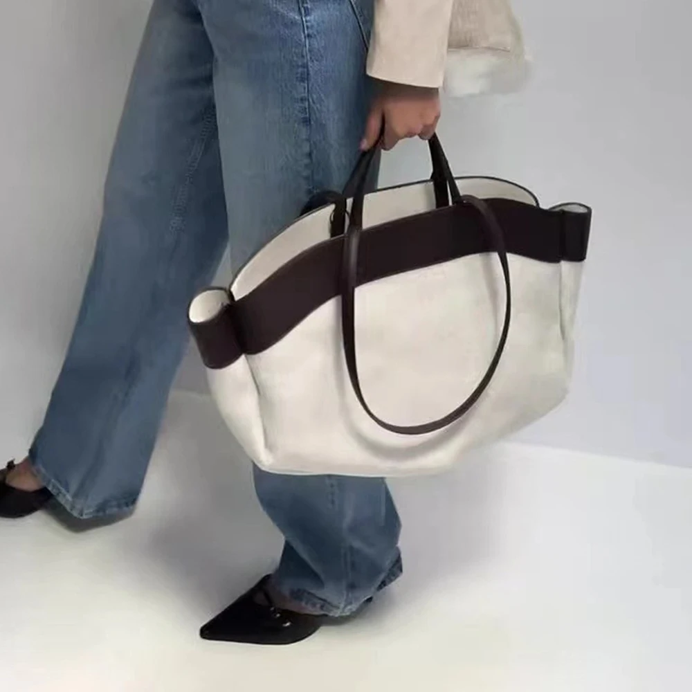 Bolso de mano de lona de gran capacidad, bolsos de retales de diseñador de lujo para mujer, bolso de hombro de gran tamaño, bolsos de compras, bolsos de cubo ecológicos, nuevo