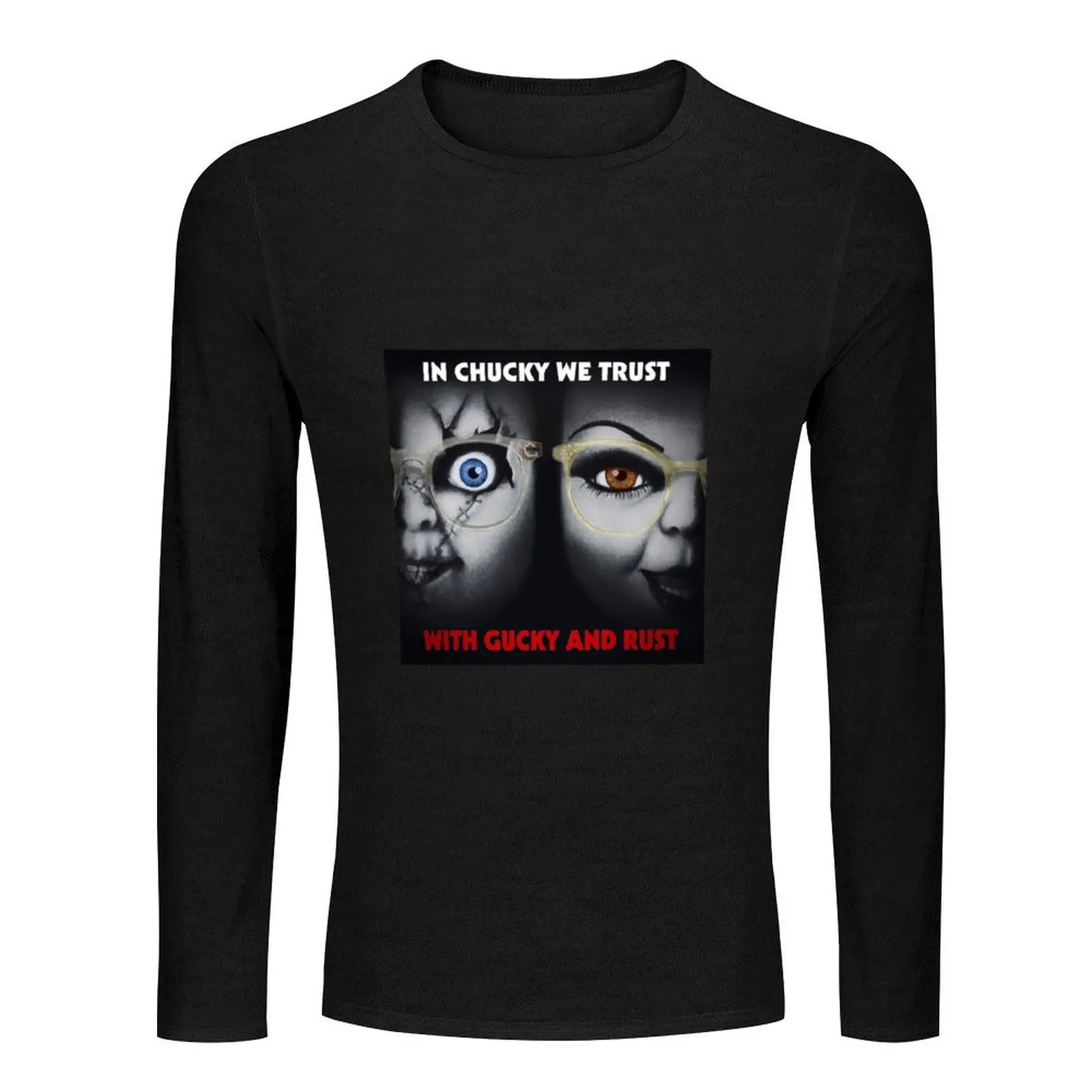 In Chucky We Trust Long T-Shirt plain t-shirt mens big and tall t shirts