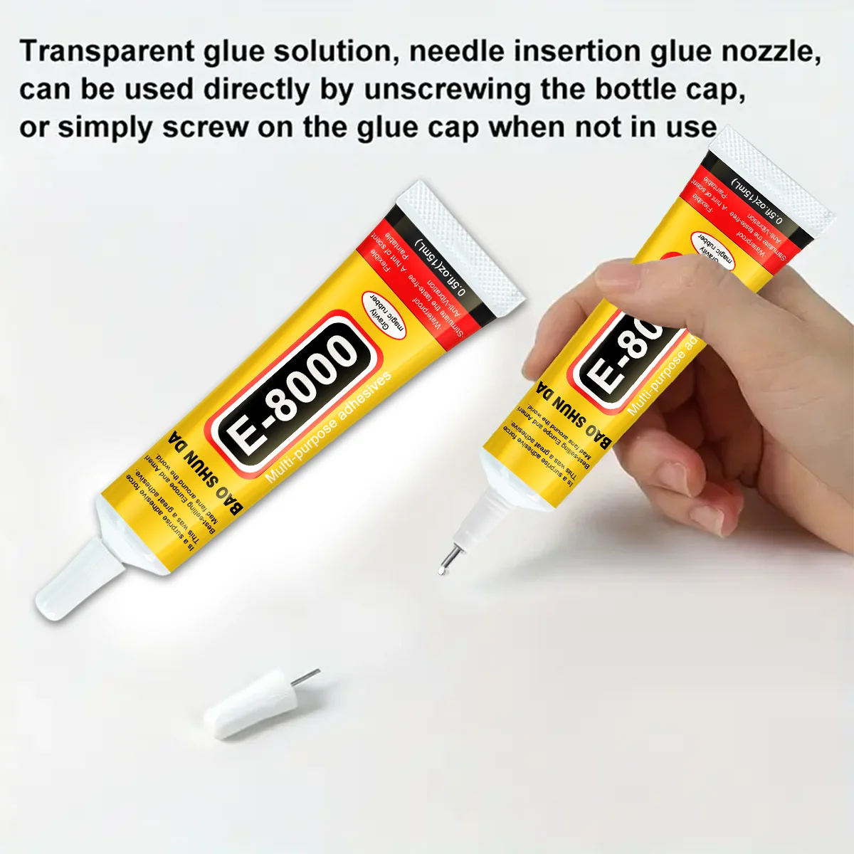 Jxvx-E-8000 초투명 플라스틱 보석, 방수 및 투명, 무취, 휴대폰, 유리, 목재, 모조 다이아몬드 보석 공예, DIY 제작에 사용.