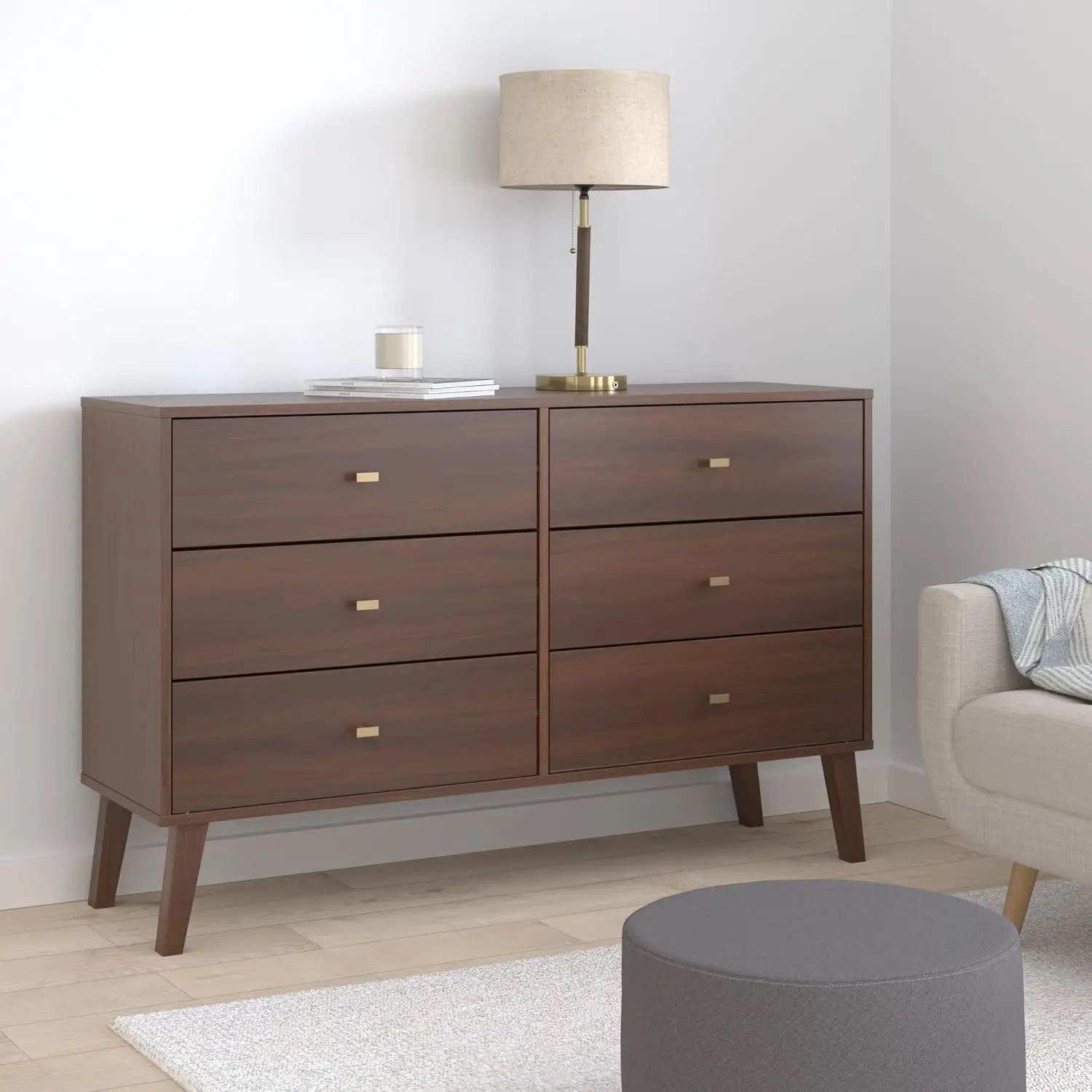 Milo Mid-Century 6 Drawer Dresser For Bedroom, 16