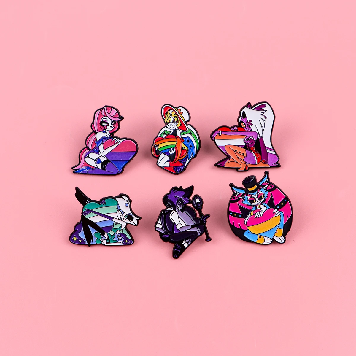 6pcs Rainbow Enamel Pin Cartoon Anime Brooch For Coat Backpack Pins Fashion Lapel Badges Jewelry Gift for Friends