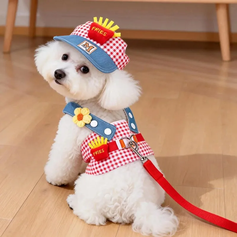 Cute Cartoon Dog Harness Vest With Adjustable Traction Rope Pet Walking Clothes For Teddy Bichon Pomeranian Small Dogs Outdoor - view 6