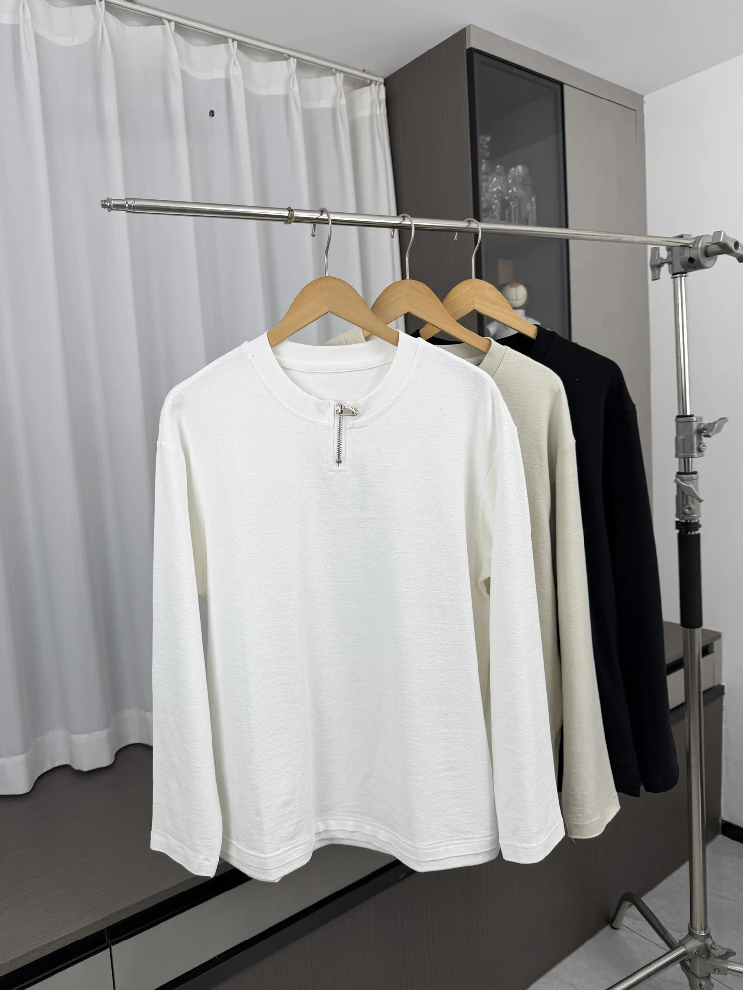 Versatile Simple Men's Long Sleeve T-Shirt Autumn Casual Loose Fit Half Zip Base Layer Top Fashion Urban Style Quick Dry Brea...