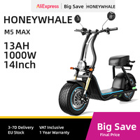 HoneyWhale M5Max Electric Scooter 1000W Motor 54.6V 13Ah Battery 45km/h Speed  Range Off-Road Tire E-scooter