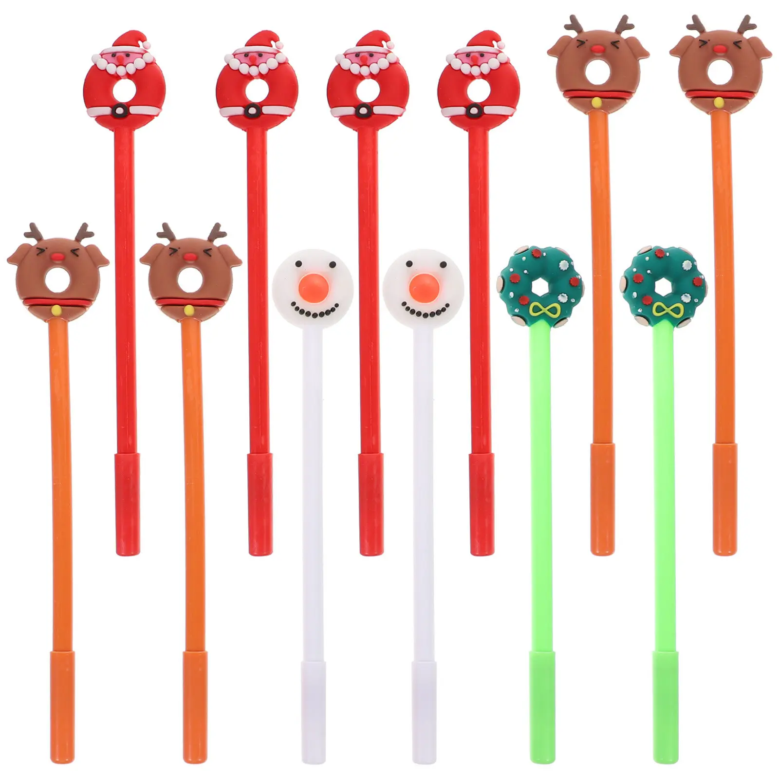 Stylos de Noël à design festif, 12 pièces, expérience d'écriture agréable, stylo à bille pour étudiants, papeterie de vacances