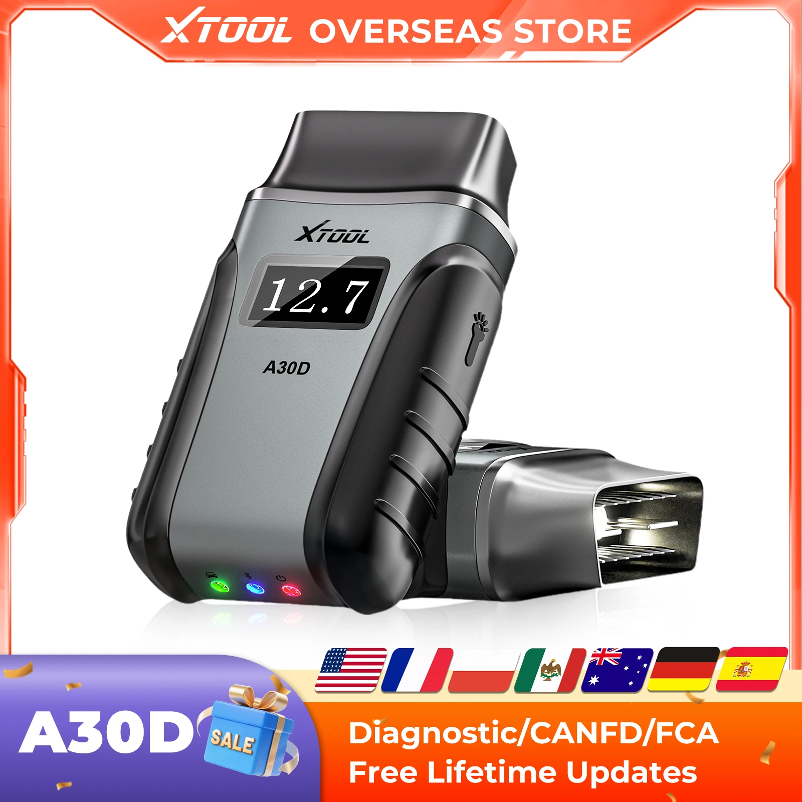 XTOOL Anyscan A30D OBD2 Scanner Lettore di codici per auto bidirezionale wireless con aggiornamenti a vita e 19 ripristini FCA AutoAuth CANFD