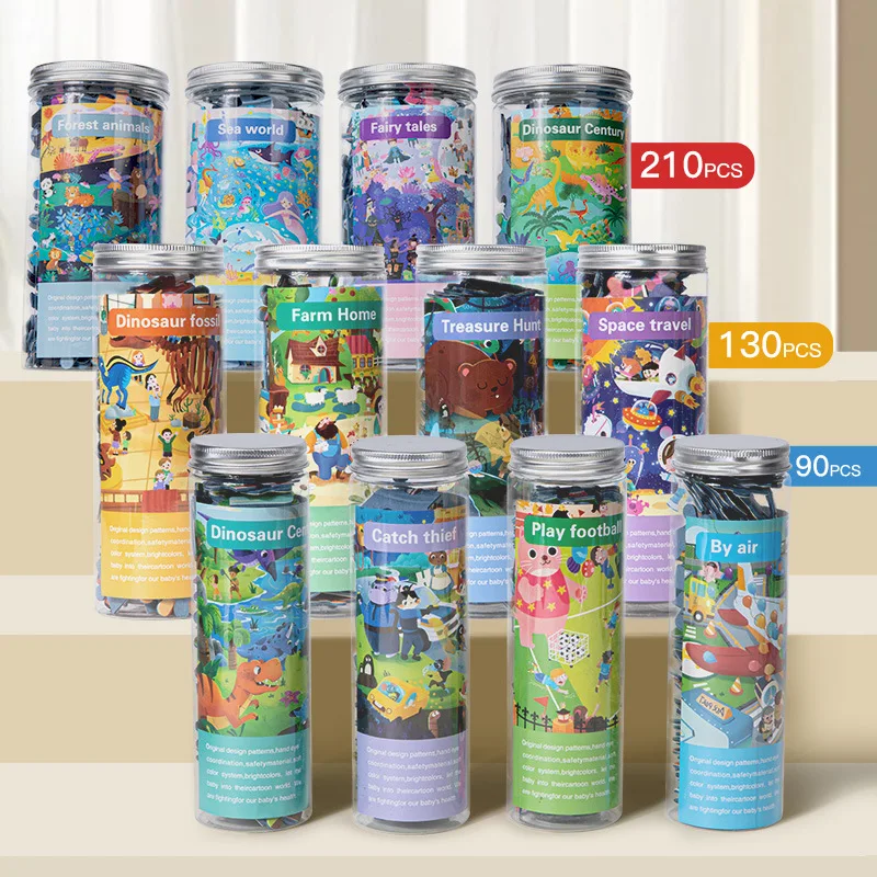 

Многотематические игрушки-пазлы в форме банок, доступные в различных вариантах с разным количеством деталей, увлекательные и развивающие для исследования мира детьми.