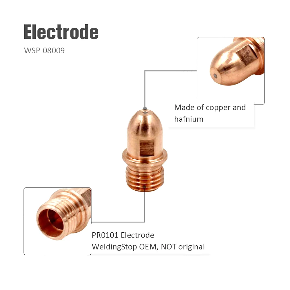 Imagem -04 - Durável Plasma Tocha Eletrodos Kit Peças de Reposição Ferramentas Elétricas Bicos Acessórios Pr0101 Wsp08009 A101