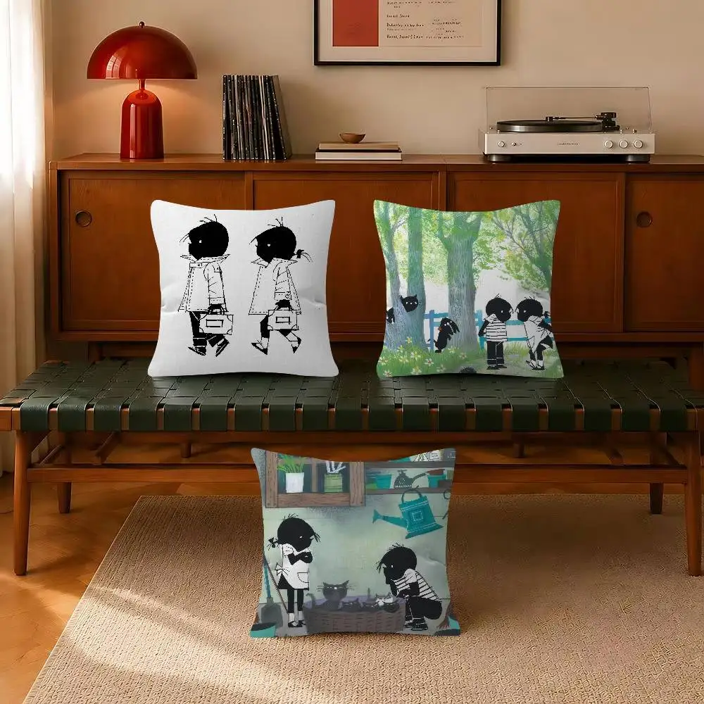 CARTOON J-Jip en Janneke  Decorative Room Aesthetics Pillow Case Home Decor Bedroom Sofa Bed Pillow Cover 45x45