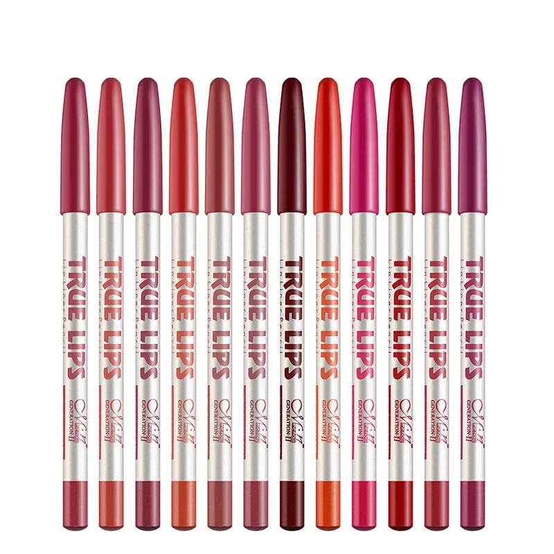 Lipliner madeira impermeável profissional para a senhora, encantador Lip Liner, lápis macio para maquiagem contorno, batom ferramenta, cosméticos, 6 pçs/set, 12 pçs/set