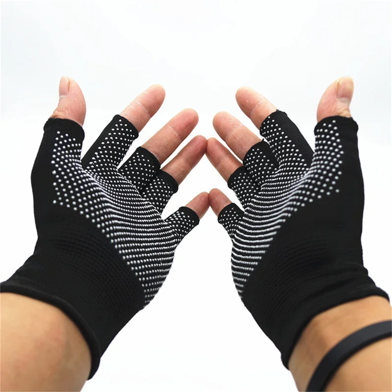 Guantes de gimnasio para hombre y mujer, guantes de medio dedo para deportes al aire libre, ejercicio de Yoga