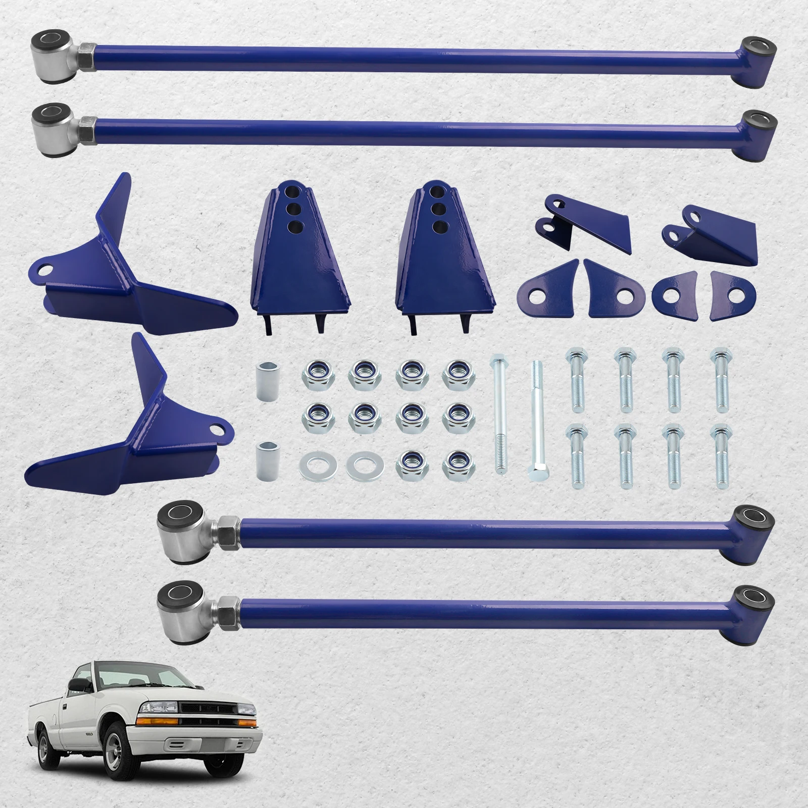 Rear Triangulated 4 Link Kit Suspension Bars For Chevy S10 94-04 Adjustable