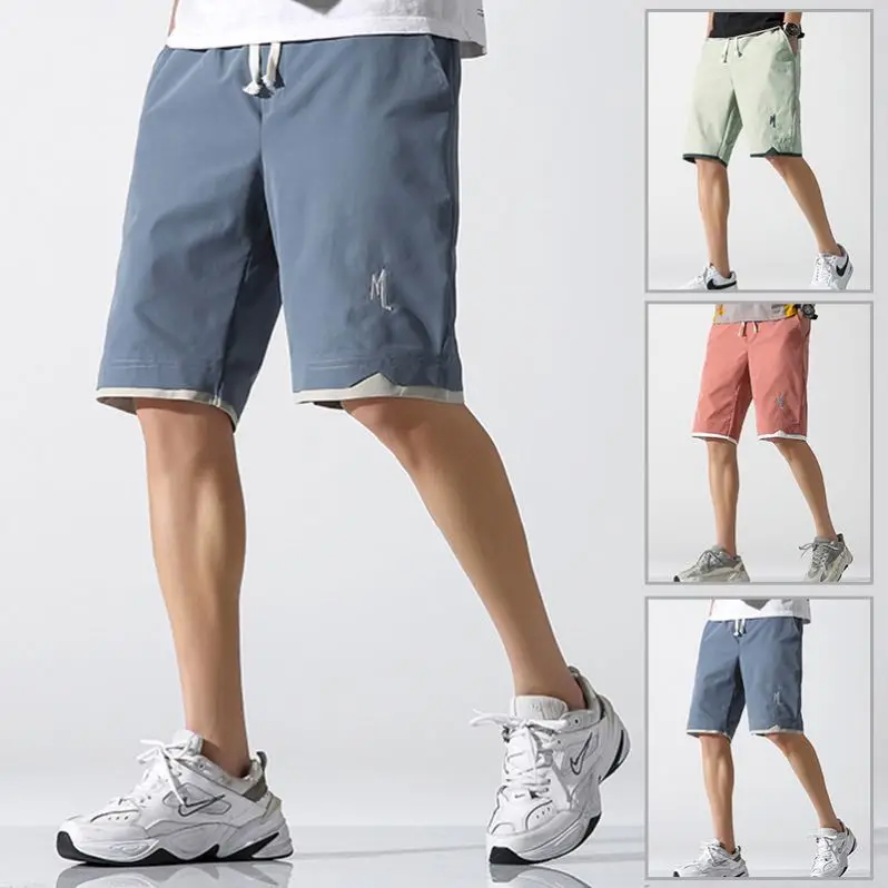 Pantaloni ort sottili in seta di ghiaccio estiva da uomo nuovi Pantaloni larghi a cinque punti larghi per sport da spiaggia casual leggeri