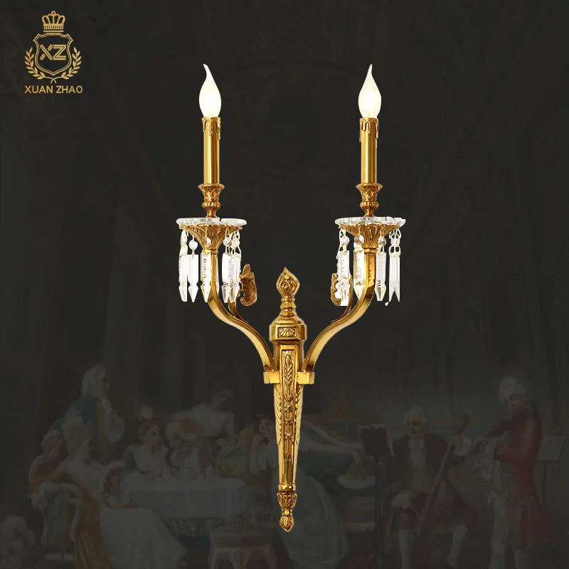 

European Simple Brass Living Room Corridor Decorative Wall Lamp Hotel Lobby Atmosphere Sense Crystal Wall Sconces