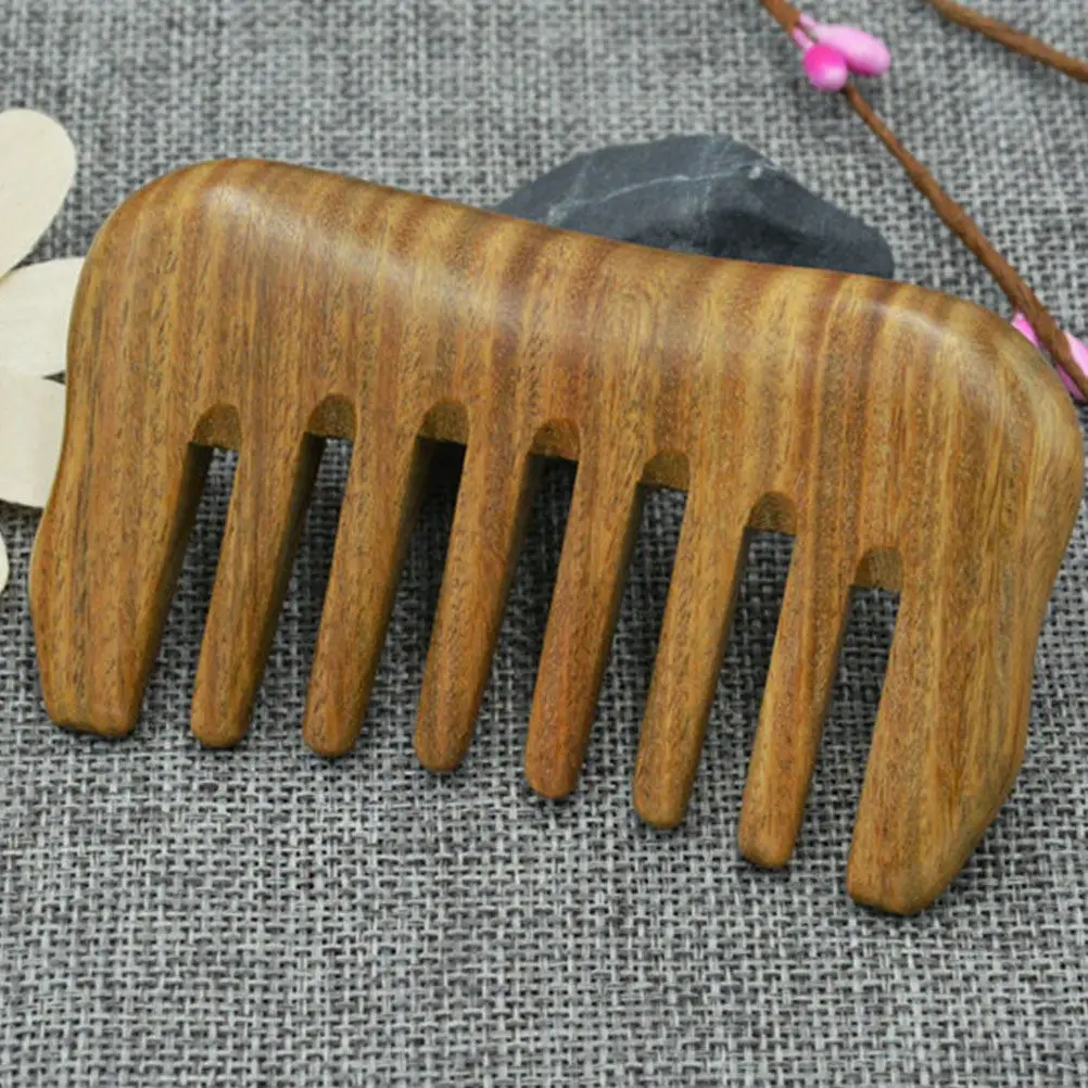 Wooden Hair Comb Scrapping Tool Anti-Static Massage Comb for Home Travel Outdoor Use Lightweight Smooth Round Tip 9.5x5.7x1.2cm