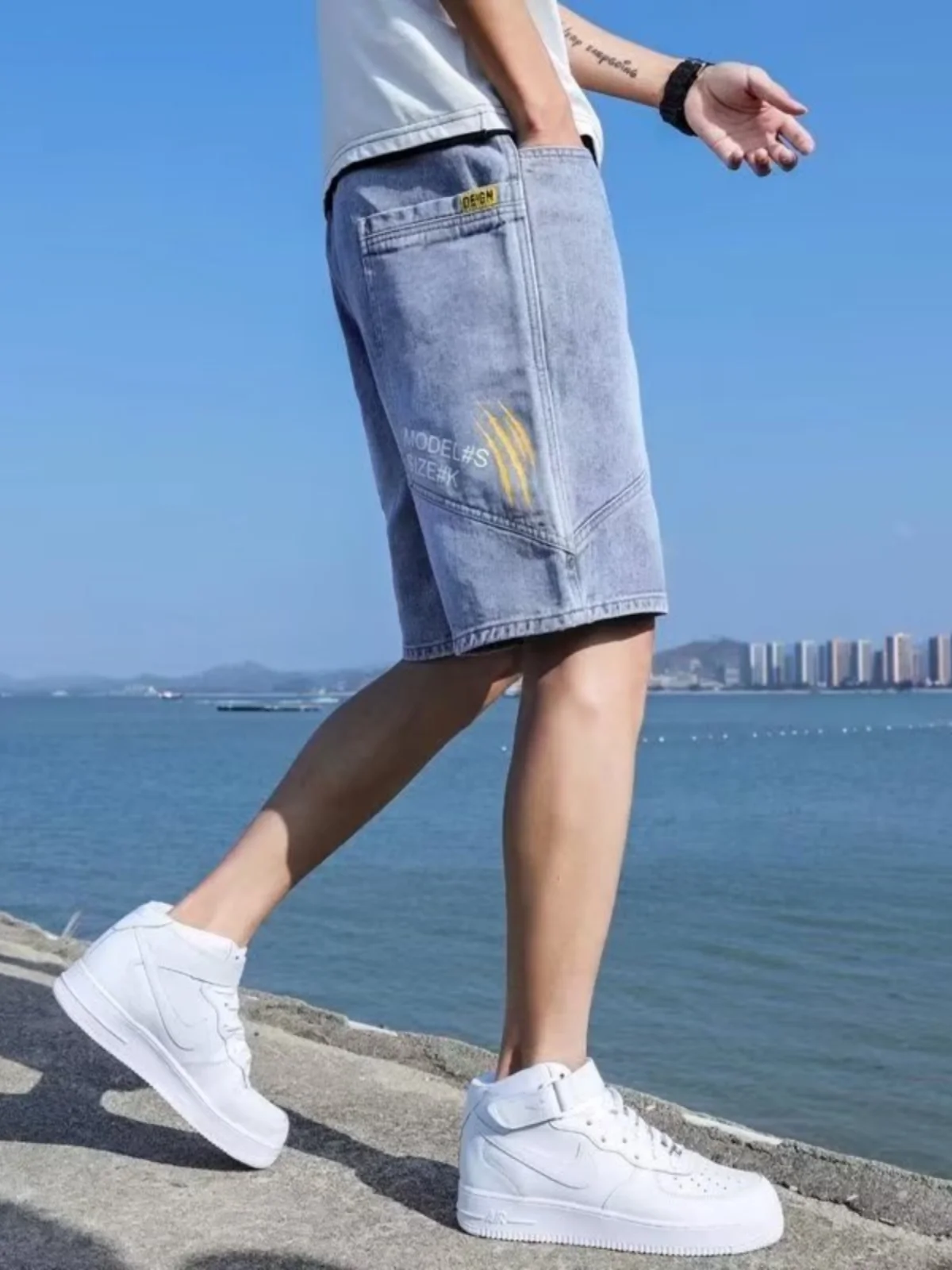 

Summer Thin Men's Denim Shorts Casual Loose Straight Leg Jeans Five-Point Pants Large Size Outerwear Fashion Brand
