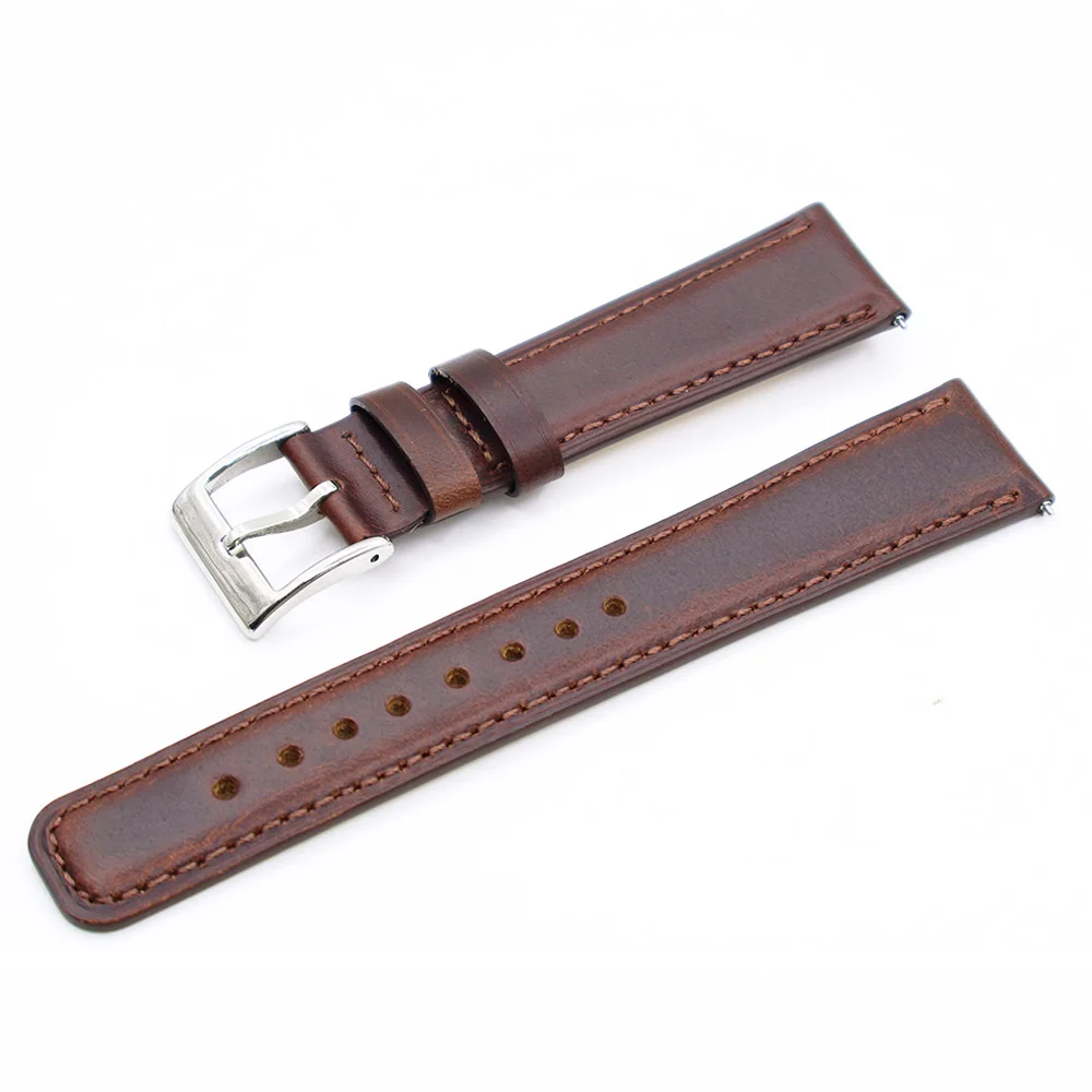 Vintage Leather Watch Strap 20mm 22mm For Huawei Bracelet Men Wrist Band Brown Cow Leather Watchbands