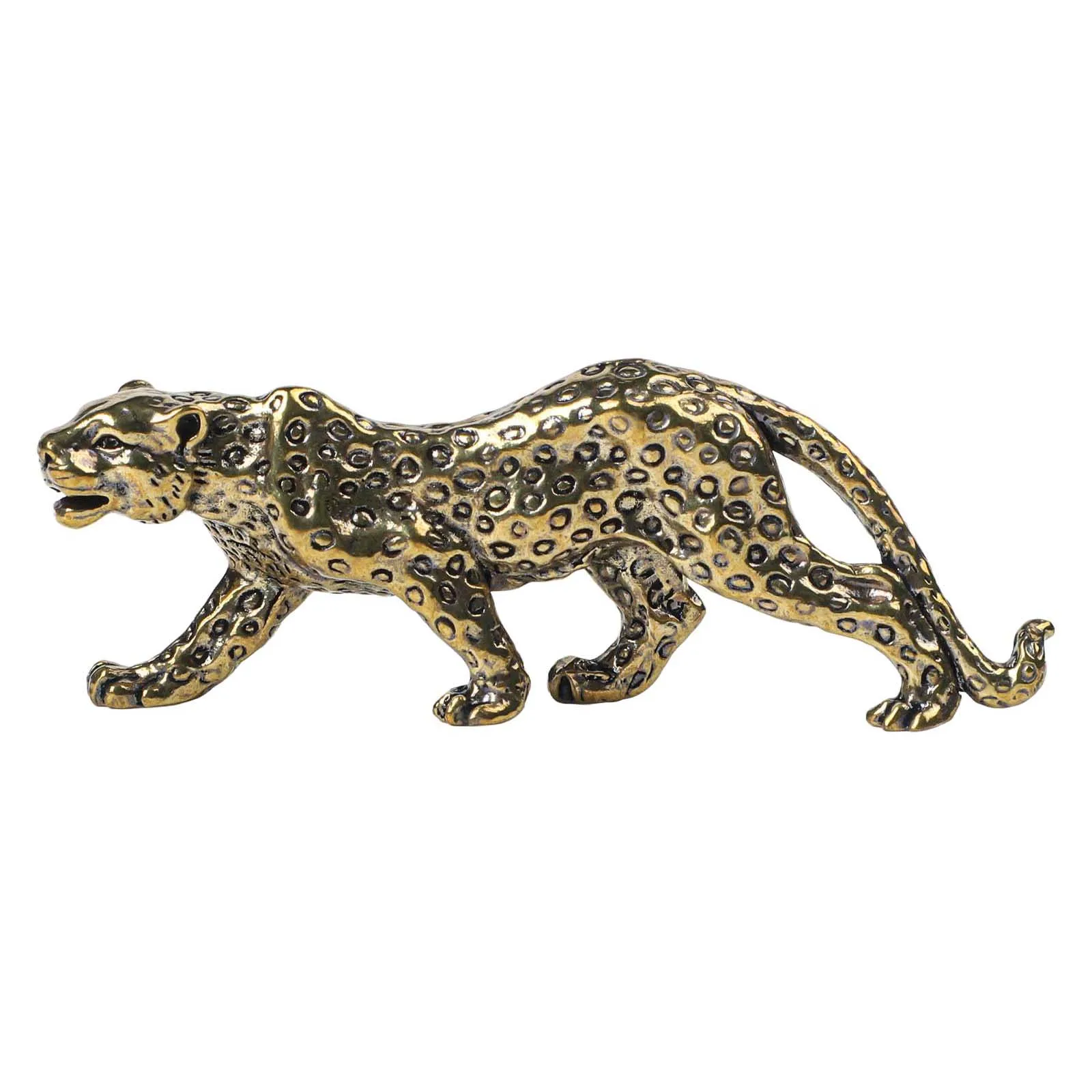 Figurine Leopard Statue Ornament Sturdy Tabletop Sculpture Timeless Look Unique Touch Animal Brass Construction Decoration