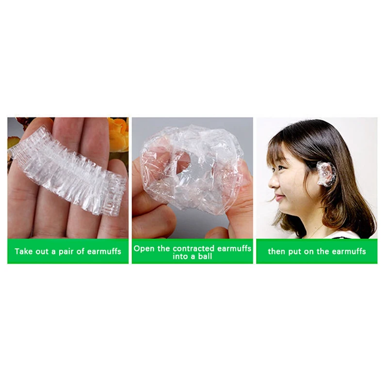 〔R〕100pcs Hair Dyeing Ear Cover Disposable Waterproof Ear Protector Salon Bath Shower Earmuffs Barber Hairdressing Accessory