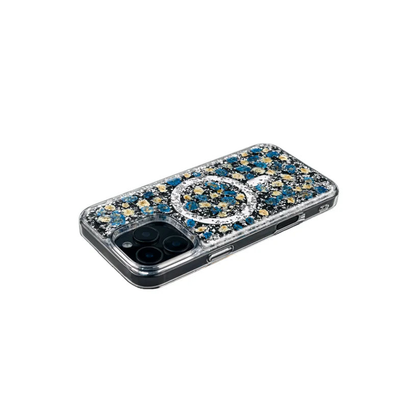 KZDOO Mag Flowers Dried Small Floral Clear Shell Magnetic Anti-drop Shockproof Luxury Case for iPhone 16/16Plus/16 Pro/16Pro Max
