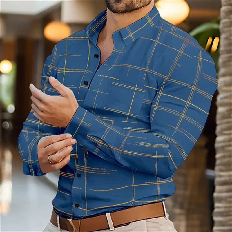 2024 Mens Long Sleeve Shirt Casual All-match Fashion Street Men's Shirt Lapel Single-breasted Long Sleeve Top Men's Clothing