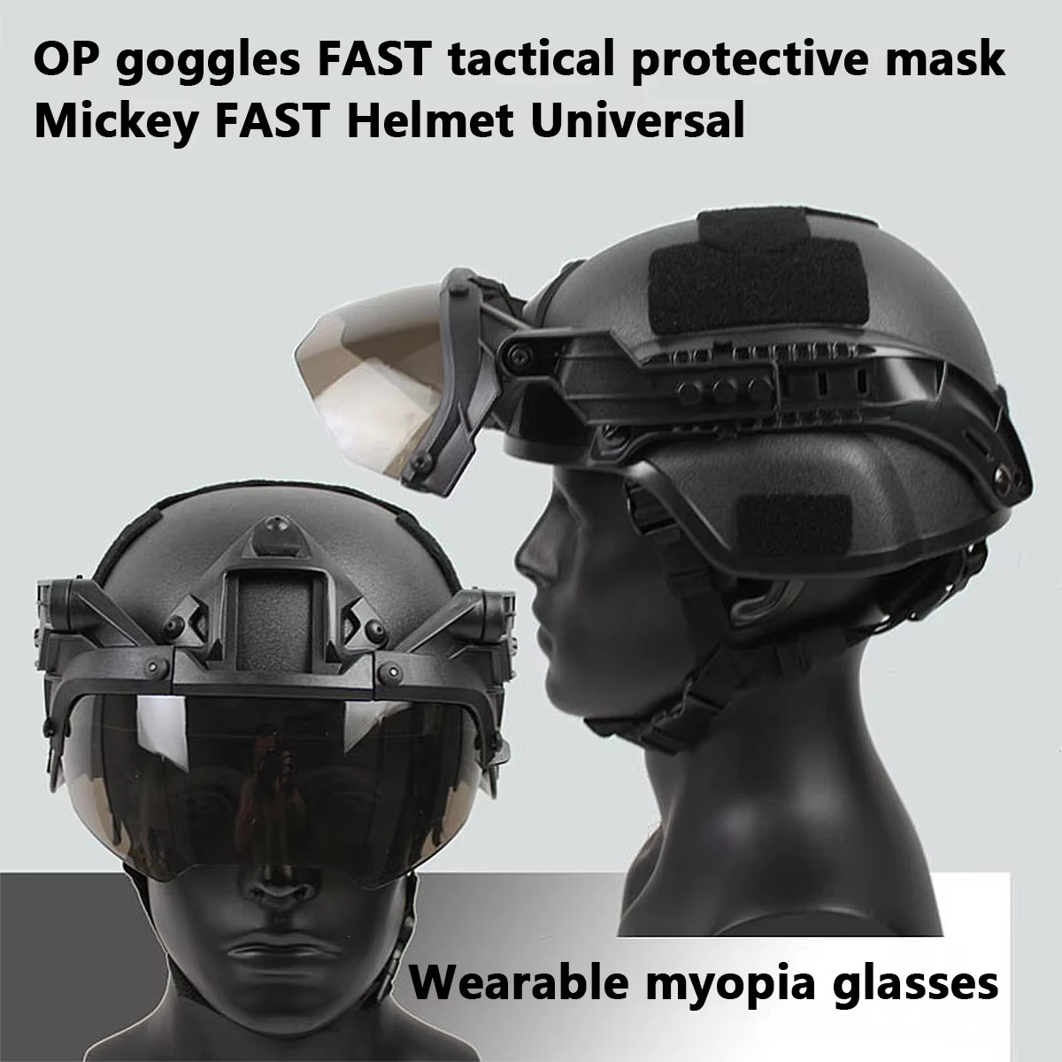 BOOIU Adjustable Tactical Helmet Guide OP Goggles Detachable FAST MICH Helmet Anti Fog and Anti Riot OP CS Protective Goggles