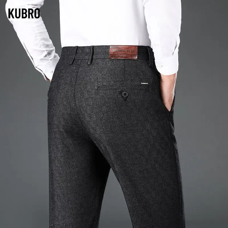 

KUBRO 2023 Spring New Arrival Smart Casual Pants Men Straight Formal Long Trouser Adult Solid Color Design Business Male Office