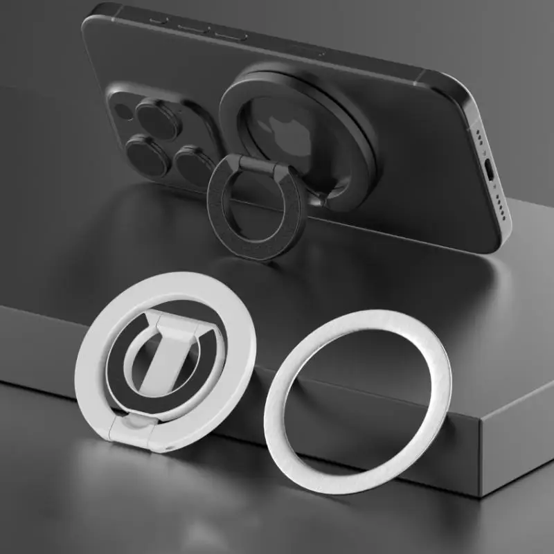 

Universal Magnetic Phone Finger Ring Holder 360° Rotating Foldable Cell Phone Ring Holder MagSafe Removable Cell Phone Kickstand