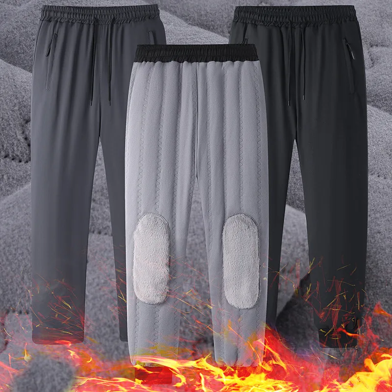 

Winter Running Pant Windproof Cashmere Thicken Fleece Sweatpants Men Joggers Cotton Warm Pants Male Waterproof Thermal Trousers