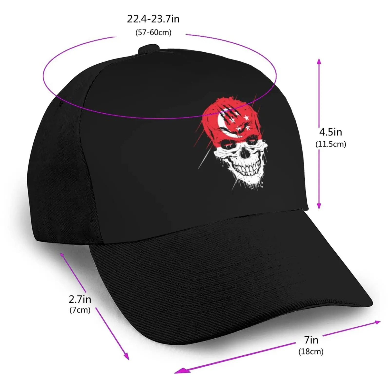 Singapore Patriot Skull National Flag Baseball Cap Breathable Hip-Hop Sun Hat Adjustable Trucker Men Women Unisex For Gift