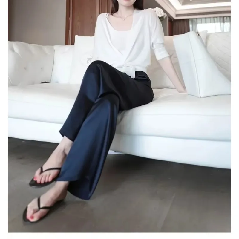 

Spring Summer High Waist Casual Women's Pants Korean Fashion Oversize Baggy Wide Leg Suit Pants For Women Elegant Trousers Y2k