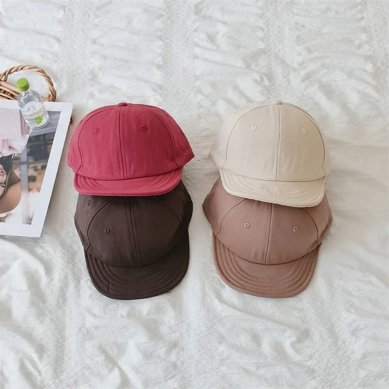 

Solid Color Children Peaked Cap Drawstring Kids Duck Tongue Hat 2-5Y Boy Girl Outdoor Sunshade Visors Cotton Baby Baseball Hats