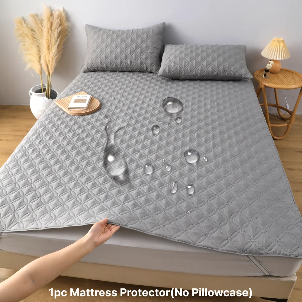 Wasserdichter Matratzenschutzbezug mit elastischem Band, weiche, atmungsaktive Matratzenauflage für Bett, Grau/Weiß/Grün/Blau – Detail 9
