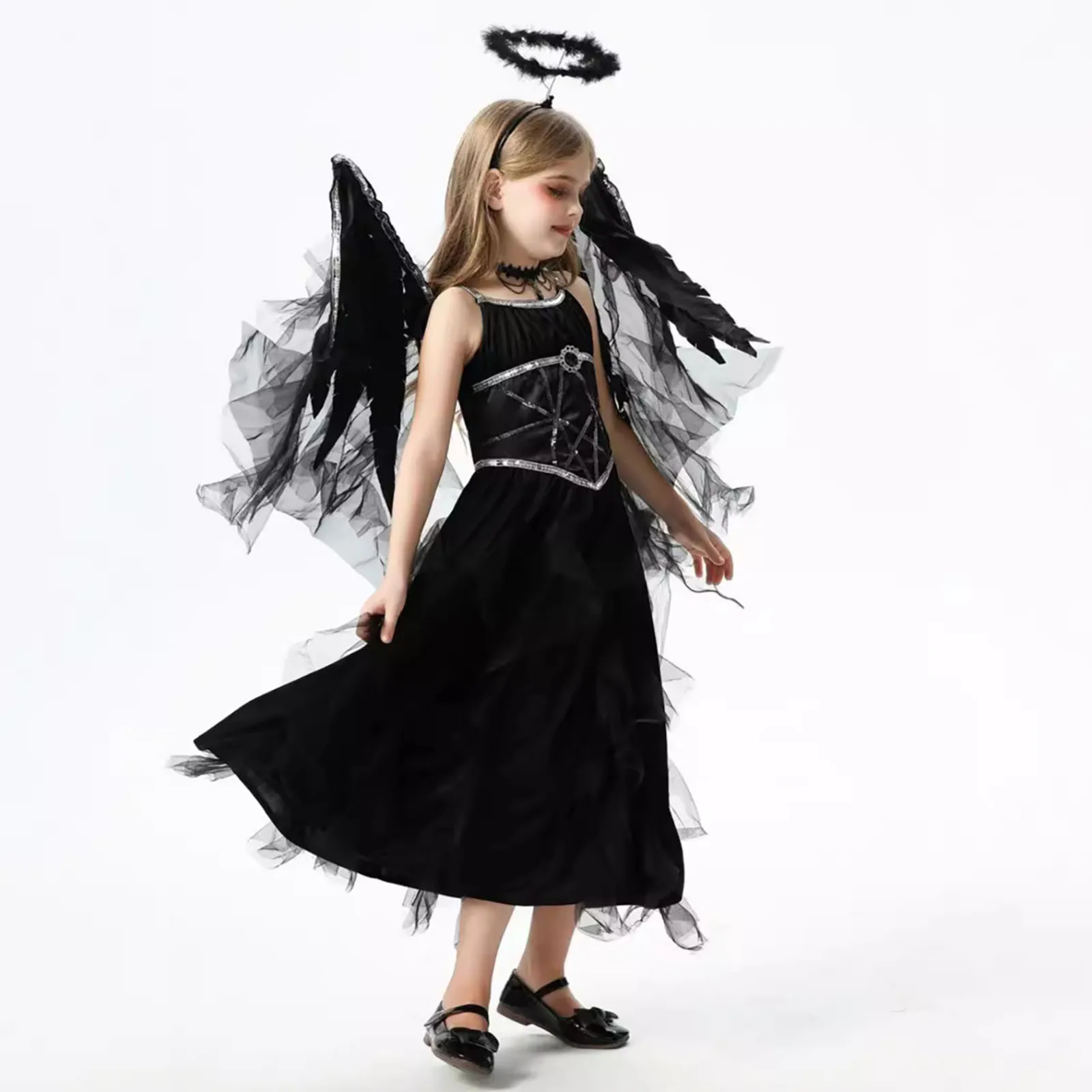 

Halloween Night Party Children Demon Angel Cosplay Costume Witch Wings Dark Elves Multi Piece Set Anime Performance Clothing