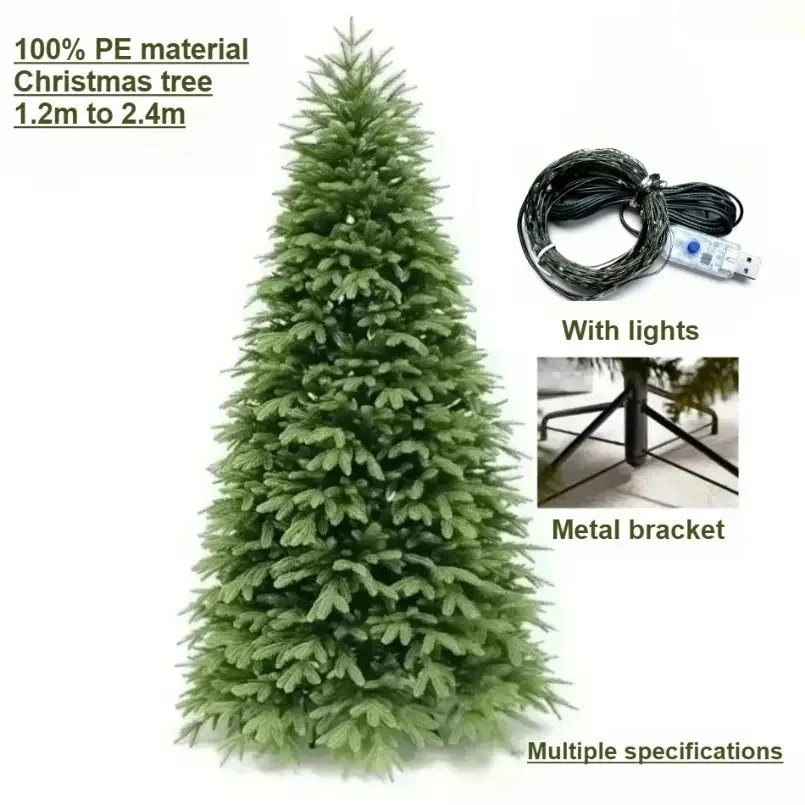

Artificial Christmas Tree with LED Lights 100%PE Large Christmas Tree 120CM-240CM Family Party Christmas Atmosphere Decoration