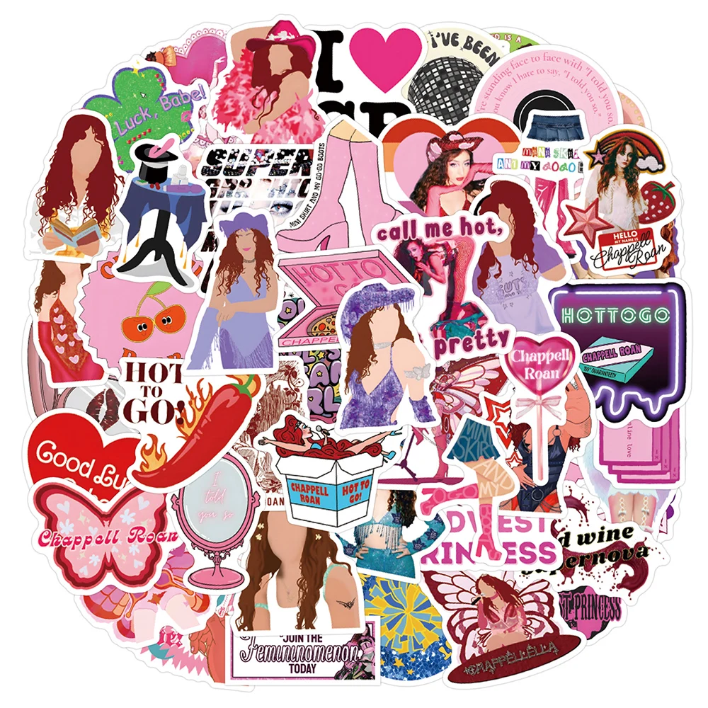 10/30/55pcs Singer Chappell Roan Graffiti Stickers Cartoon Aesthetic Decals DIY Water Bottle Guitar Phone Cool Sticker Wholesale