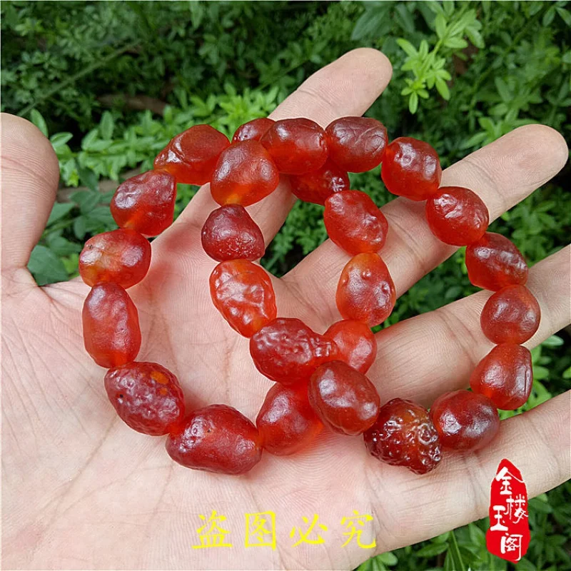 Jewelry Alashan Gobi Material Tendon Stone Raisin Bracelet Hemp Skin Cherry Red Sugar Heart Agate Hand