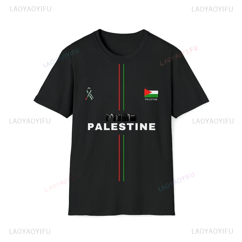 Palestine Flag Man Printed T-shirt Summer Woman Breathable Outdoors High Quality Cotton T Shirts Streetwear Short-sleev Tops