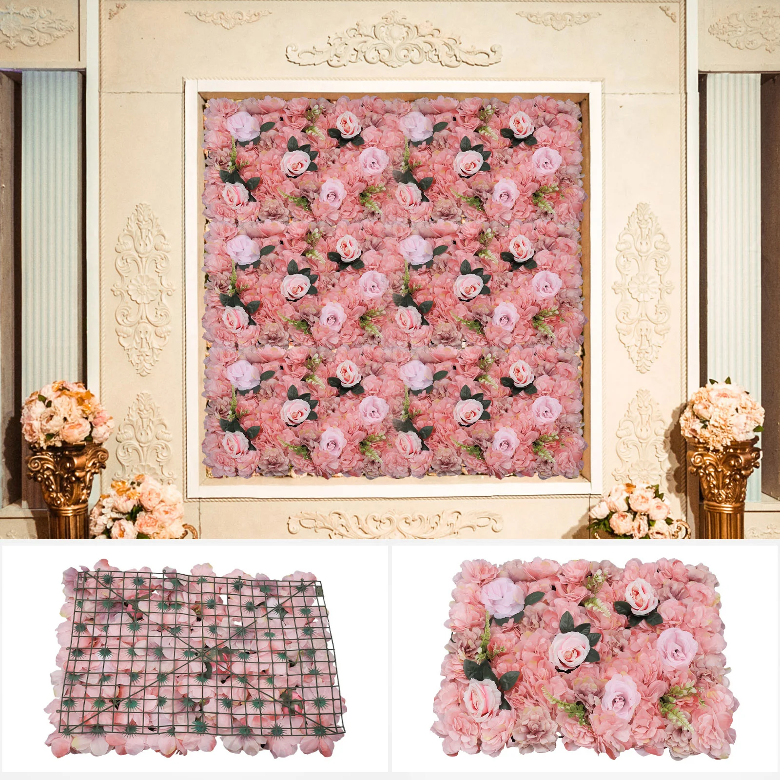 

Silk Flower Wall Backdrop – DIY Floral Arrangement, Realistic Pink Flowers for Weddings & Parties