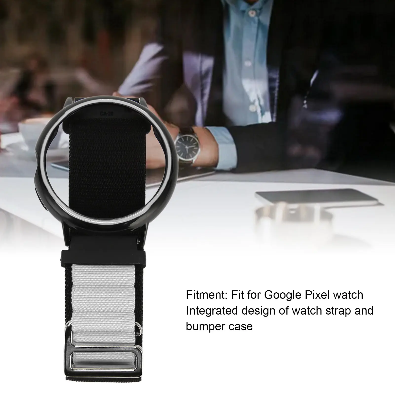 حزام ساعة منسوج من النايلون المطاطي مع حافظة ممتصة للصدمات بلاستيكية مناسبة لساعة Google Pixel