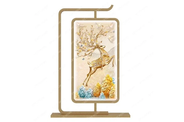 JJJJLight Luxury Luminous Solid Wood With Lamp Screen Partition Living Room Door Seat Screen