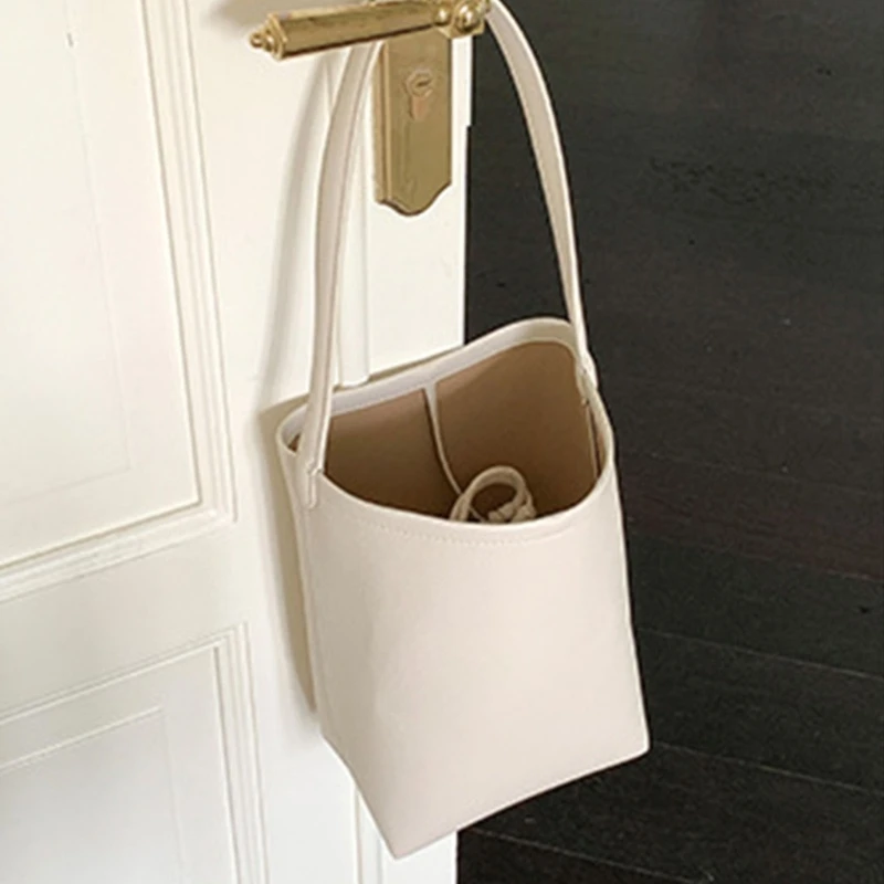 Bucket Bags Large Capacity Solid Color Bag Shoulder Bag PU Bag Lady Purse